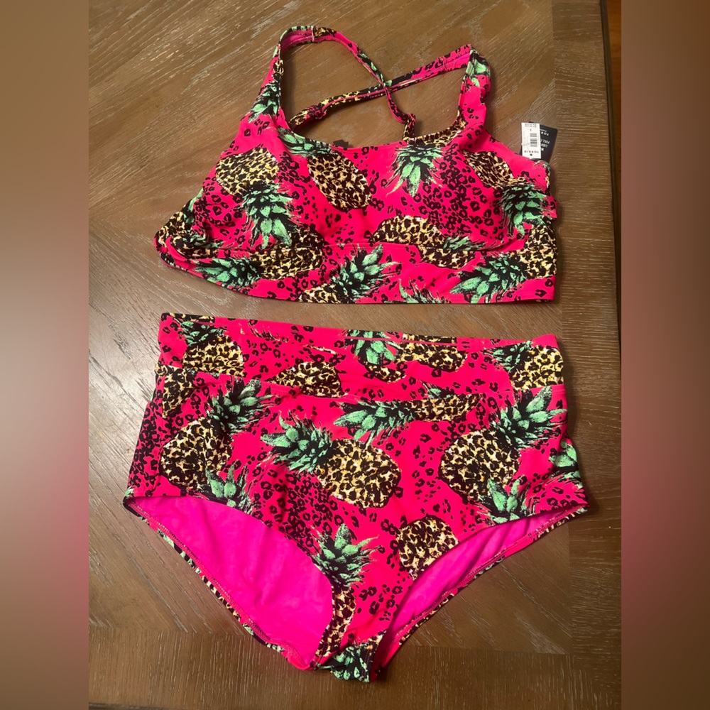 torrid Hot Pink Pineapple Print High-Waist Bikini Set